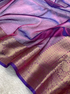 Purple Dhoop Chaw Premium Tissue Silk Banarasi Saree