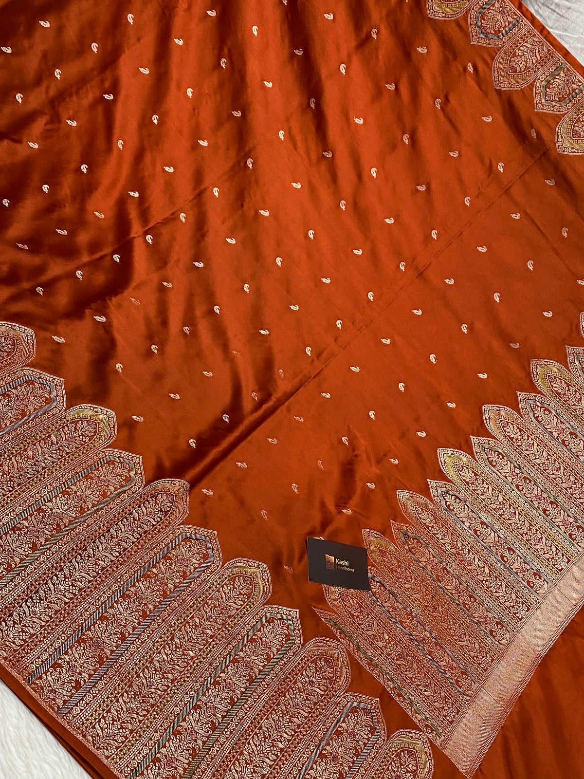Rust mashru silk banarasi saree