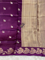 100% pure viscose Magenta Color Banarasi Saree