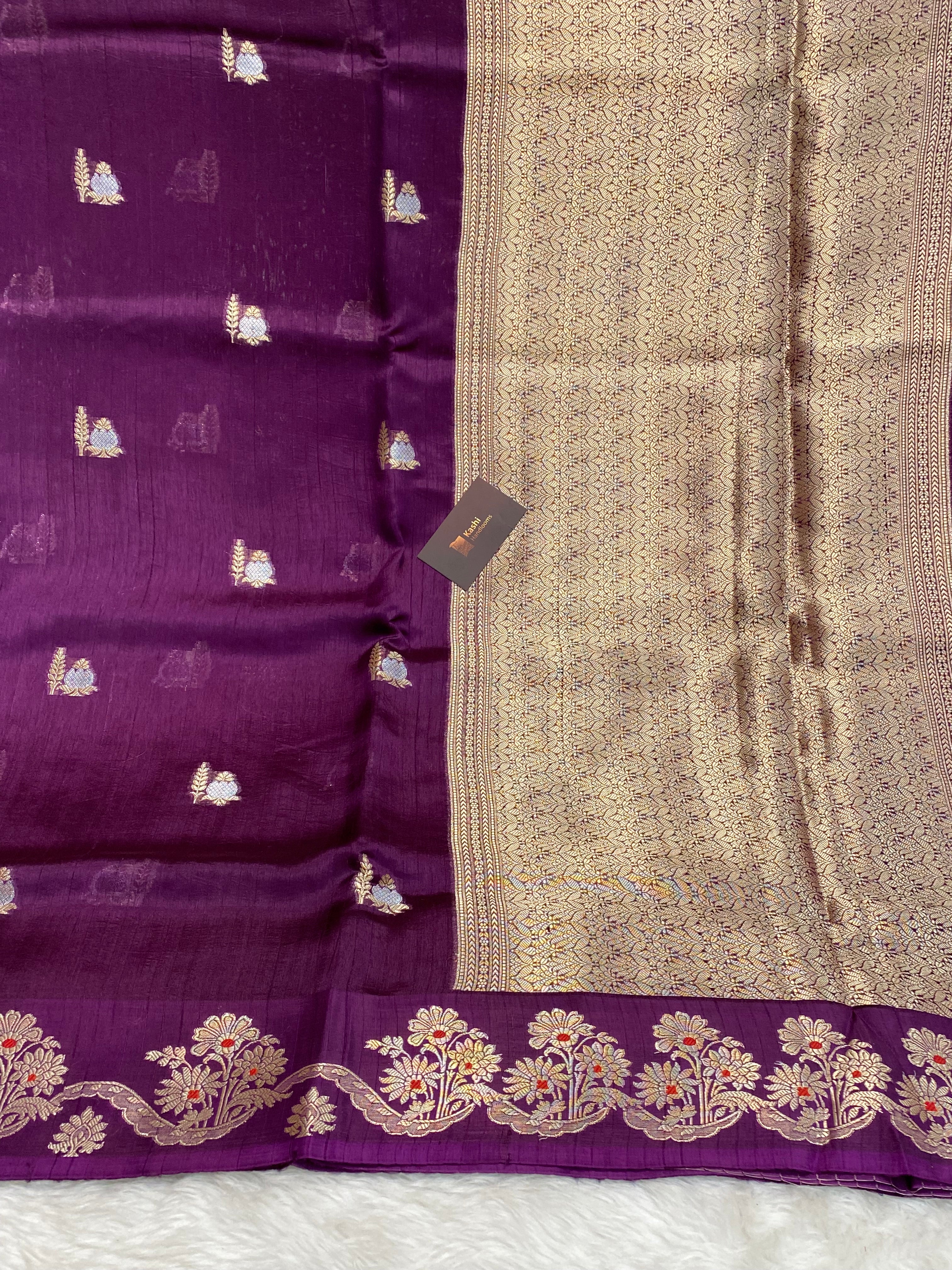 100% pure viscose Magenta Color Banarasi Saree