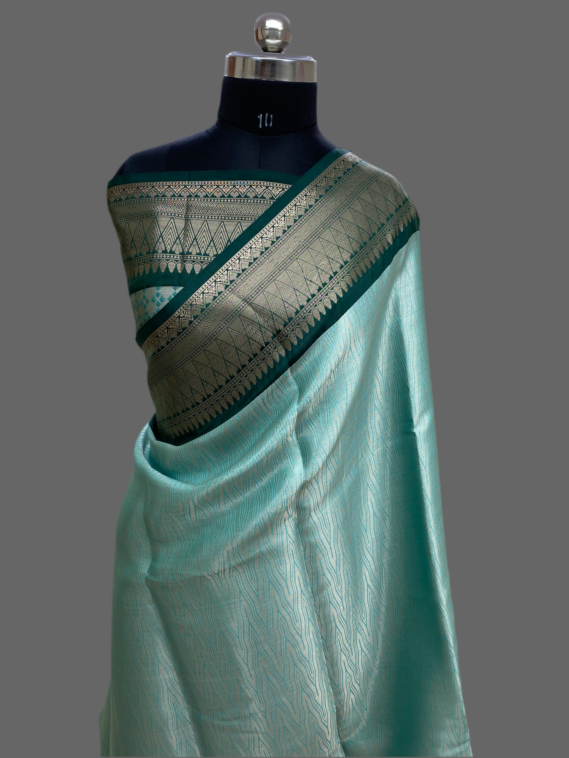 Aqua Blue Brocade Tissue Silk Banarasi Saree