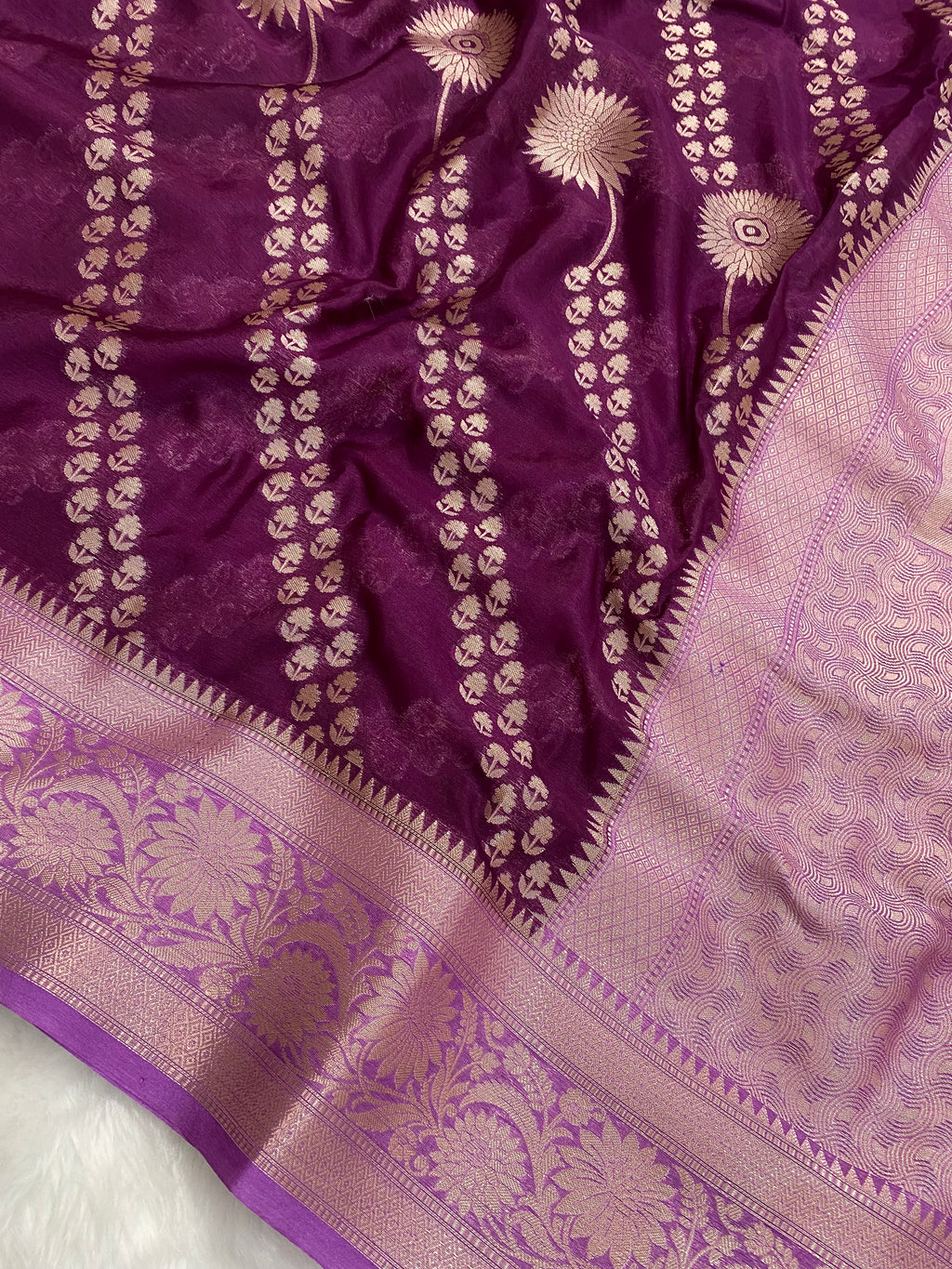 Magenta Crepe Silk Banarasi Saree
