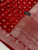 Bridal Red mashru silk banarasi saree