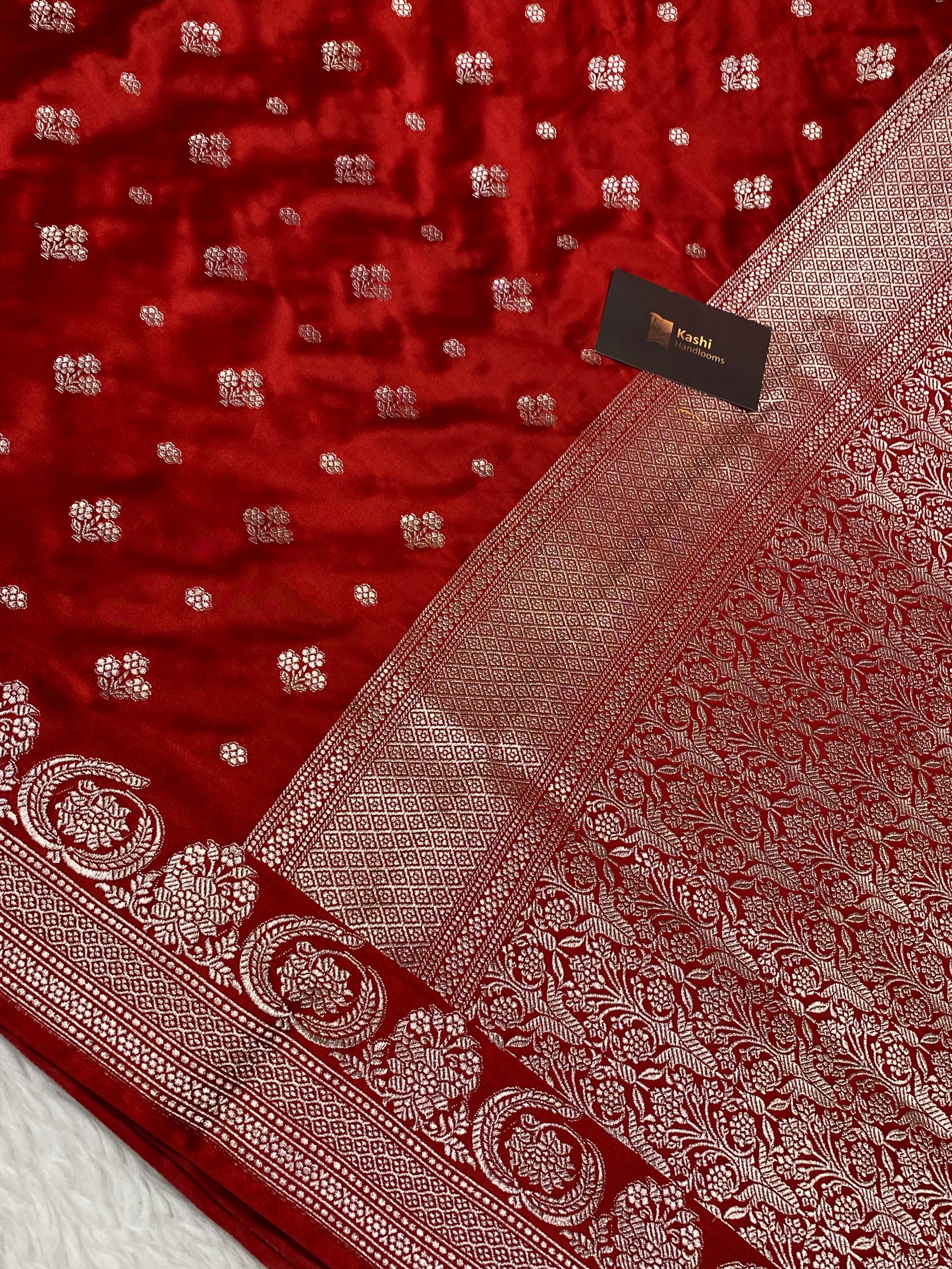 Bridal Red mashru silk banarasi saree