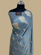 Grey mashru silk banarasi saree