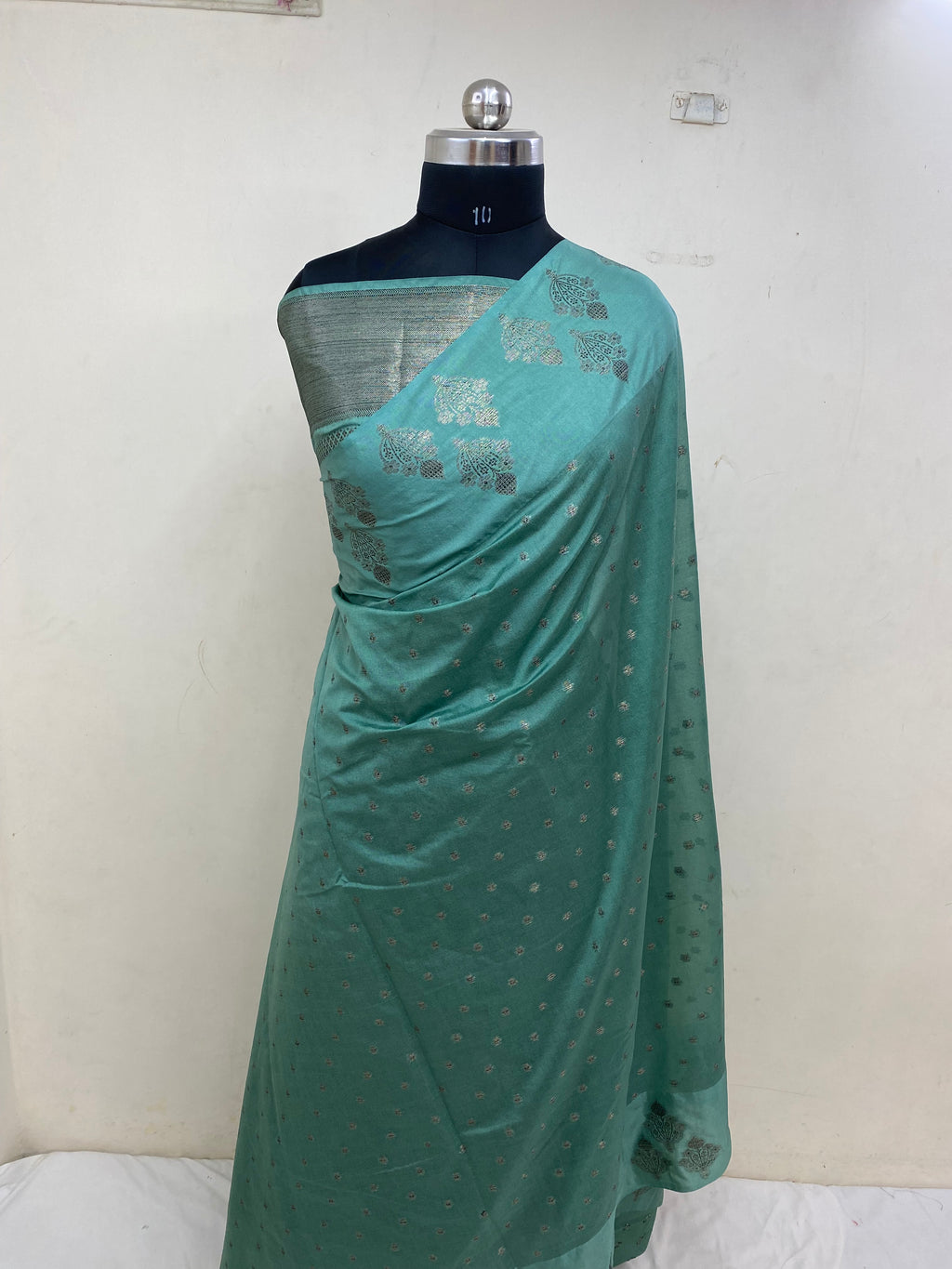 Sea Green Semi Georgette Banarasi Saree
