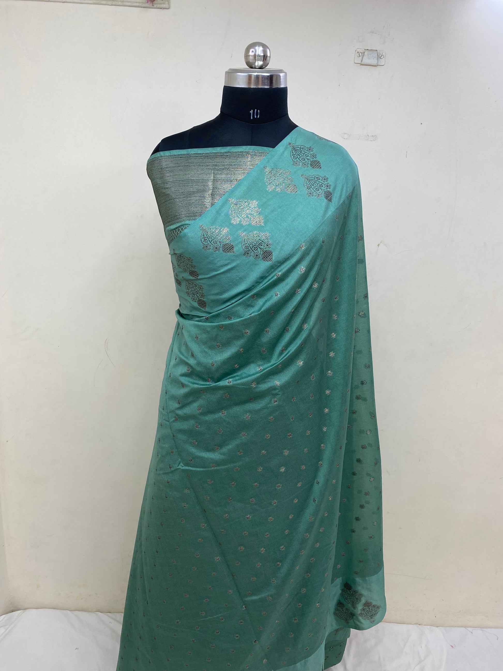 Sea Green Semi Georgette Banarasi Saree