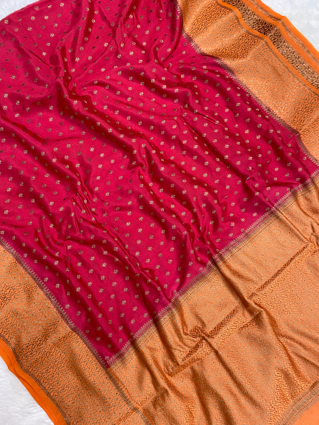 Red Orange viscose Silk Banarasi Saree
