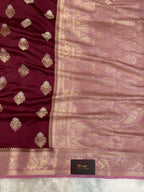 100% Pure chinya banarasi saree in wine colour
