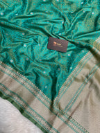 Sea green mashru silk tanchhui Banarasi saree