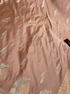 Lite peach mashru silk banarasi saree