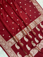Maroon colour Mashru silk Banarasi saree