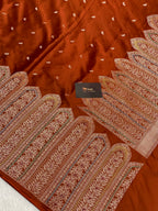 Rust mashru silk banarasi saree