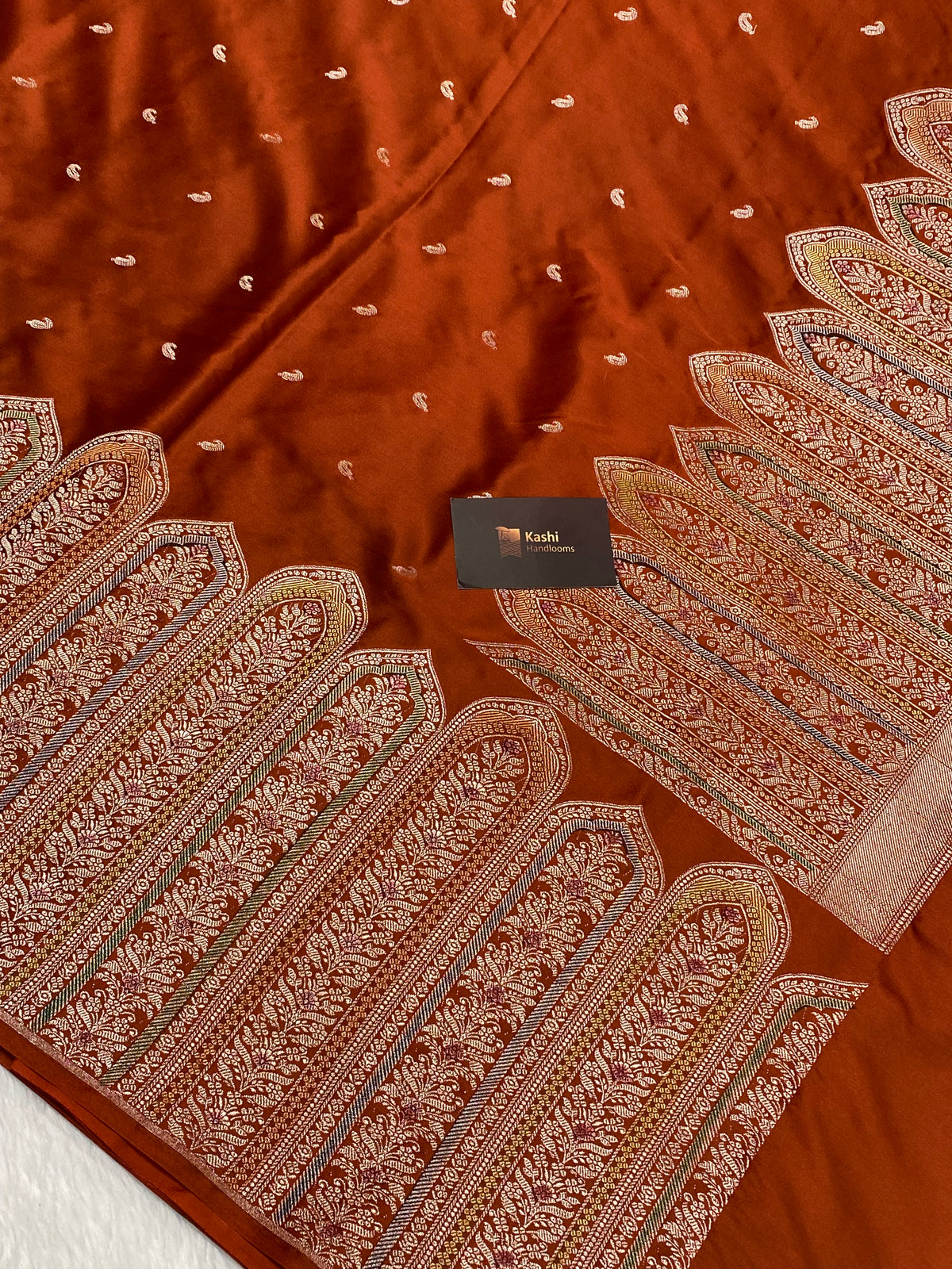 Rust mashru silk banarasi saree