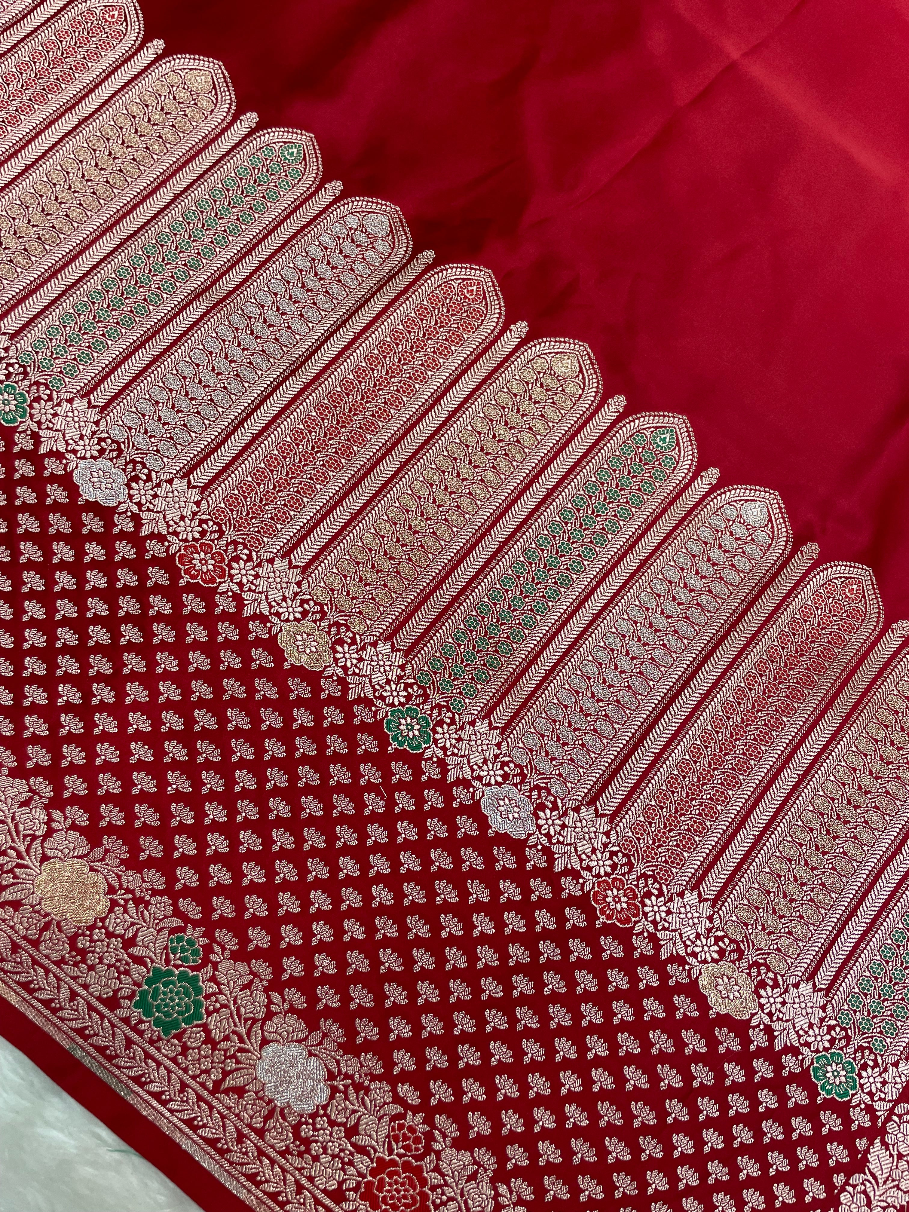 Red Mashru Silk Banarasi Saree