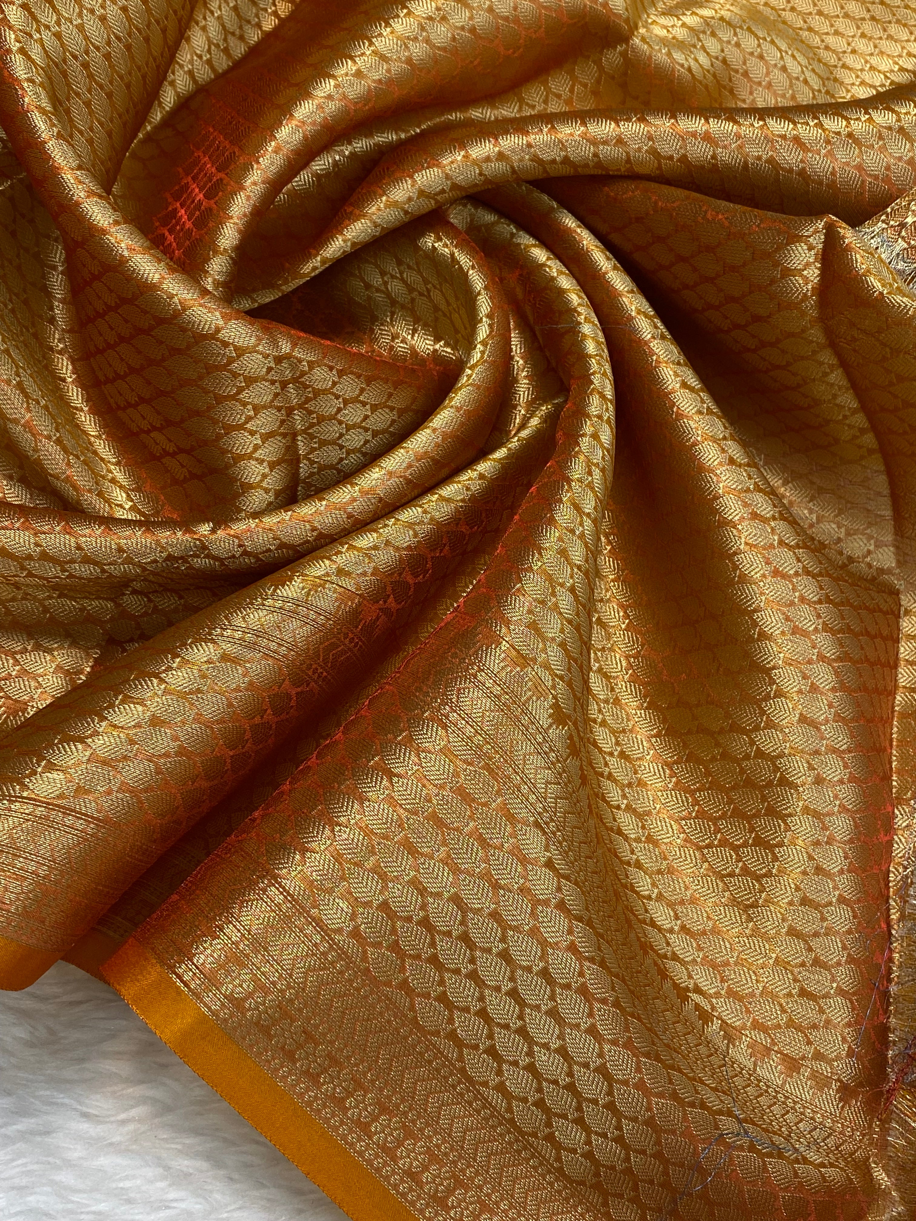 Premium orange colour tissue silk Banarasi saree