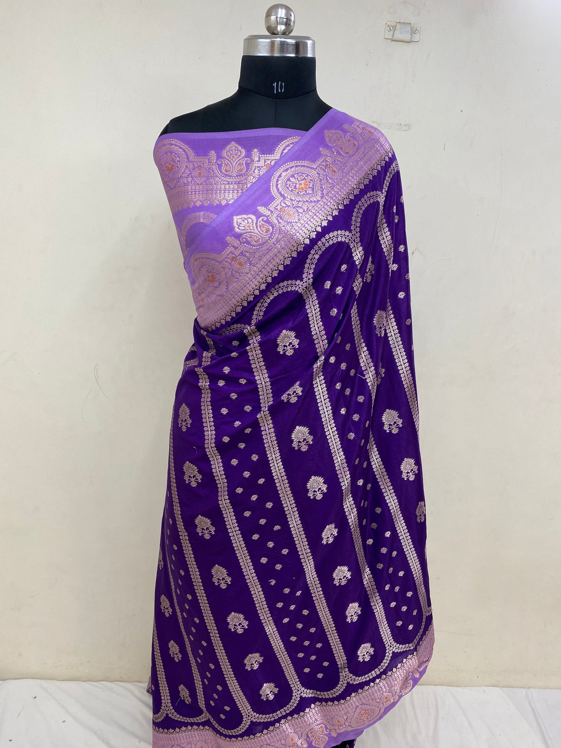 Purple Katan Silk Banarasi Saree