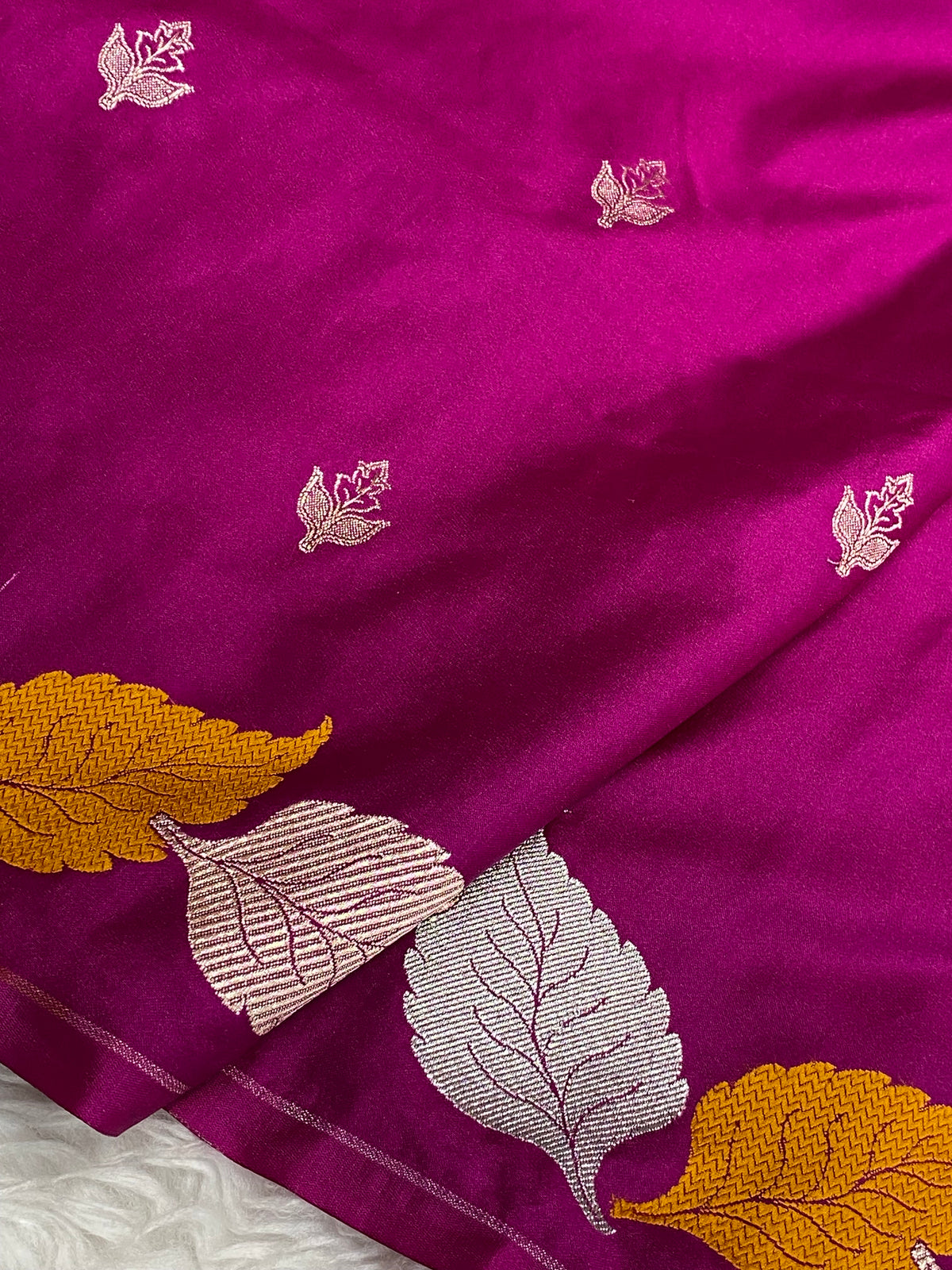Rani pink colour mashru silk banarasi saree