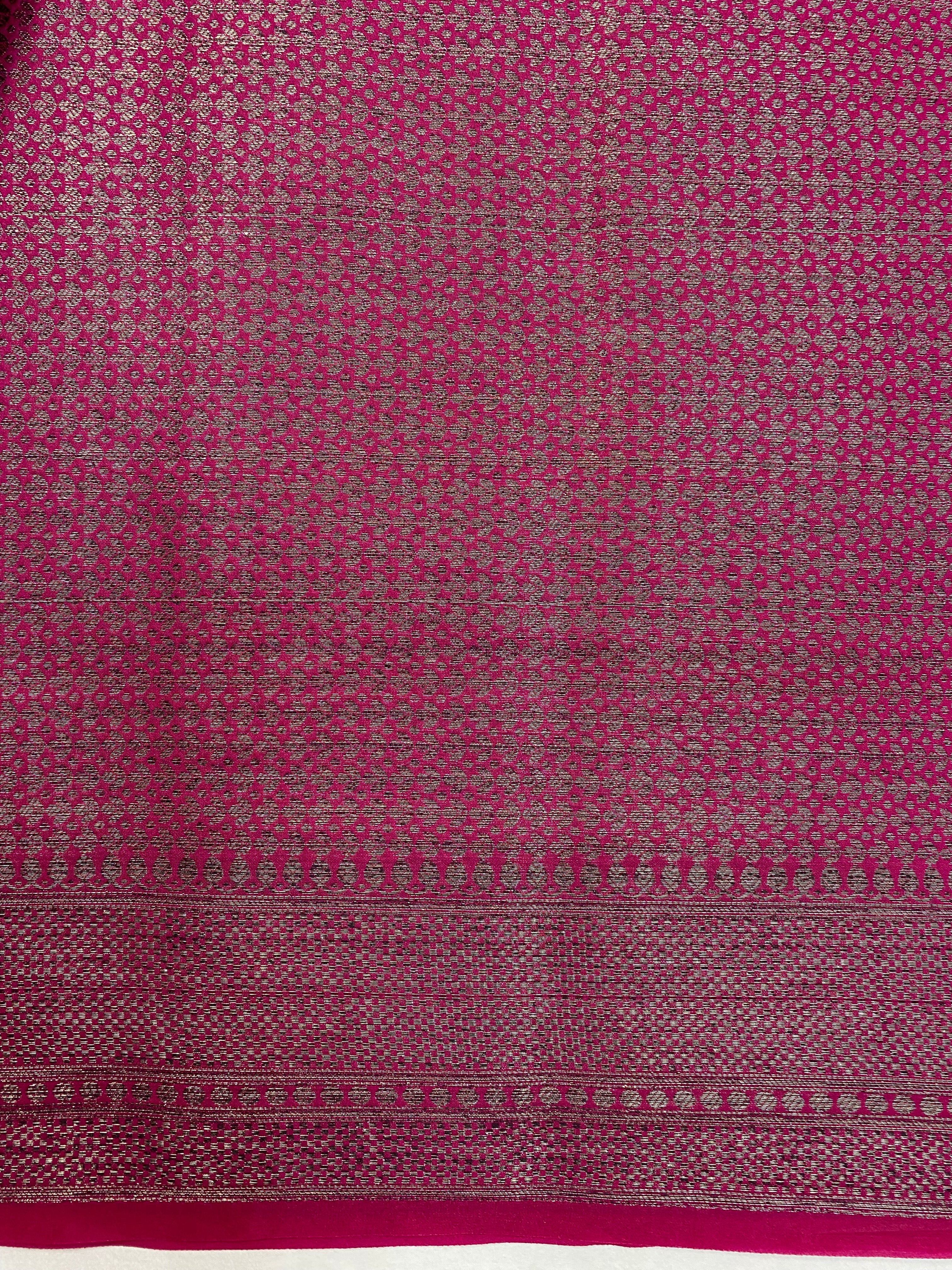 Rani Georgette Saree with Antique Zari Border