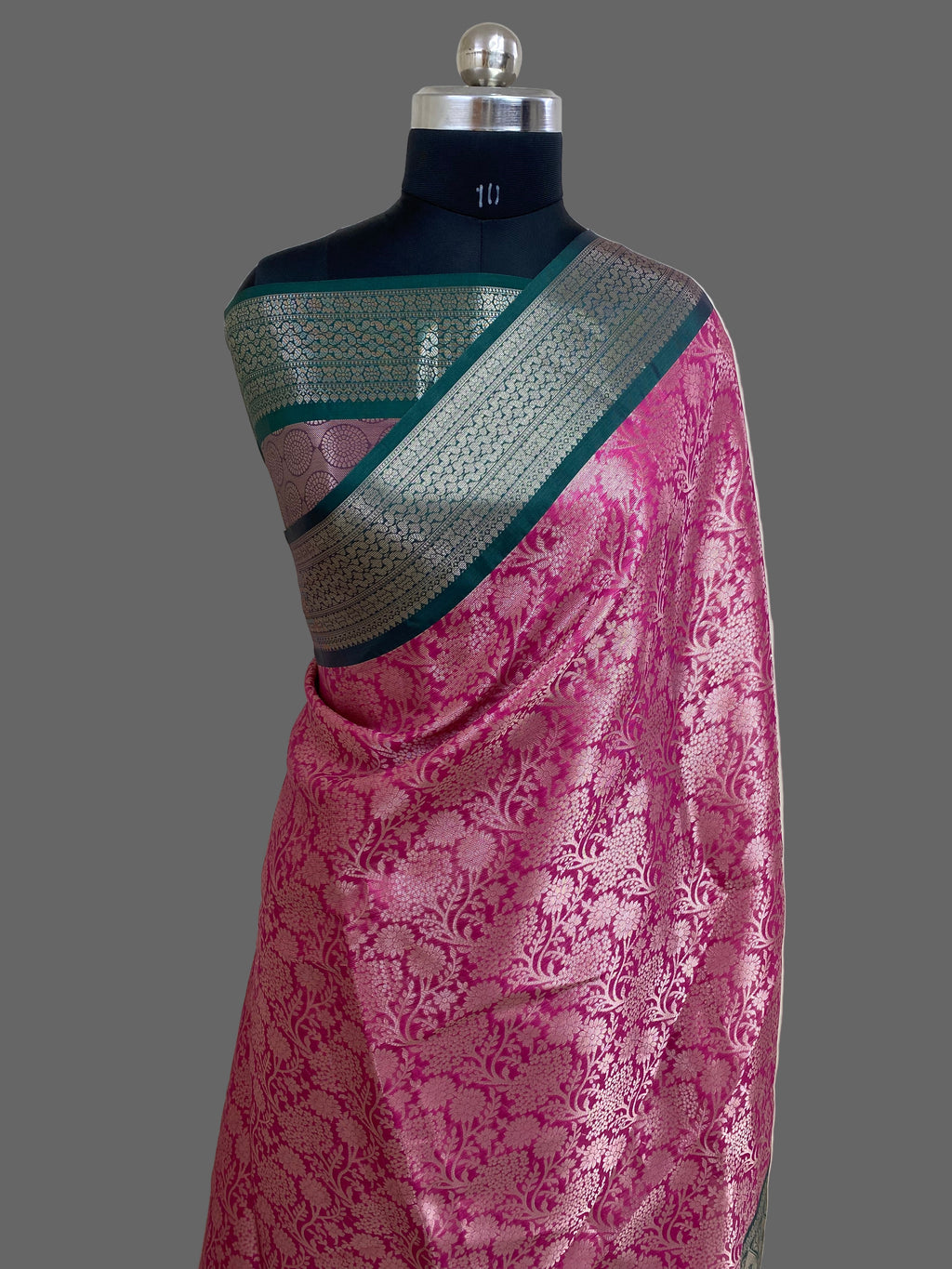 Strawberry Kubera Pattu Tissue Silk Banarasi Saree