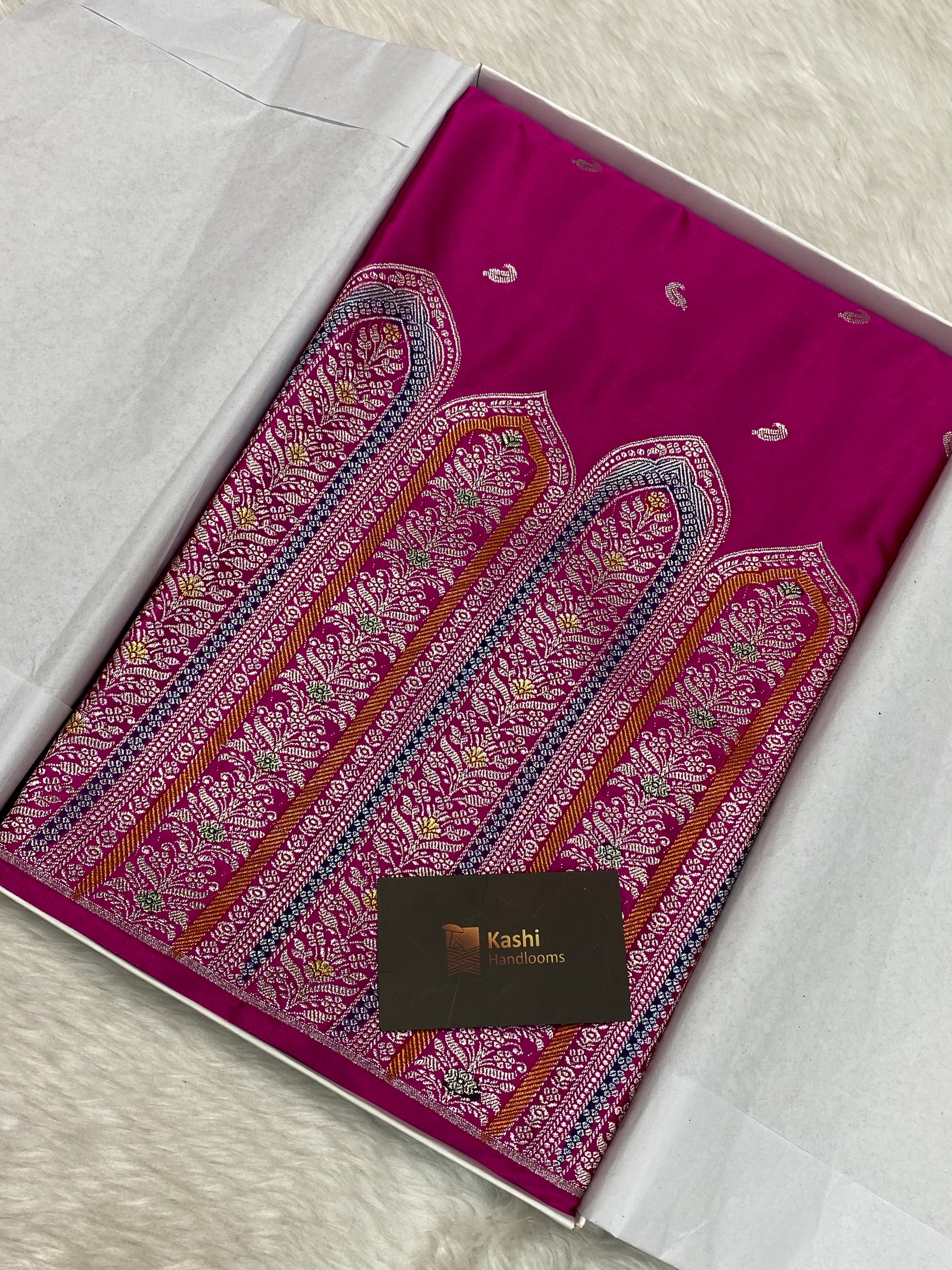 Rani Pink Mashru Silk Banarasi Saree