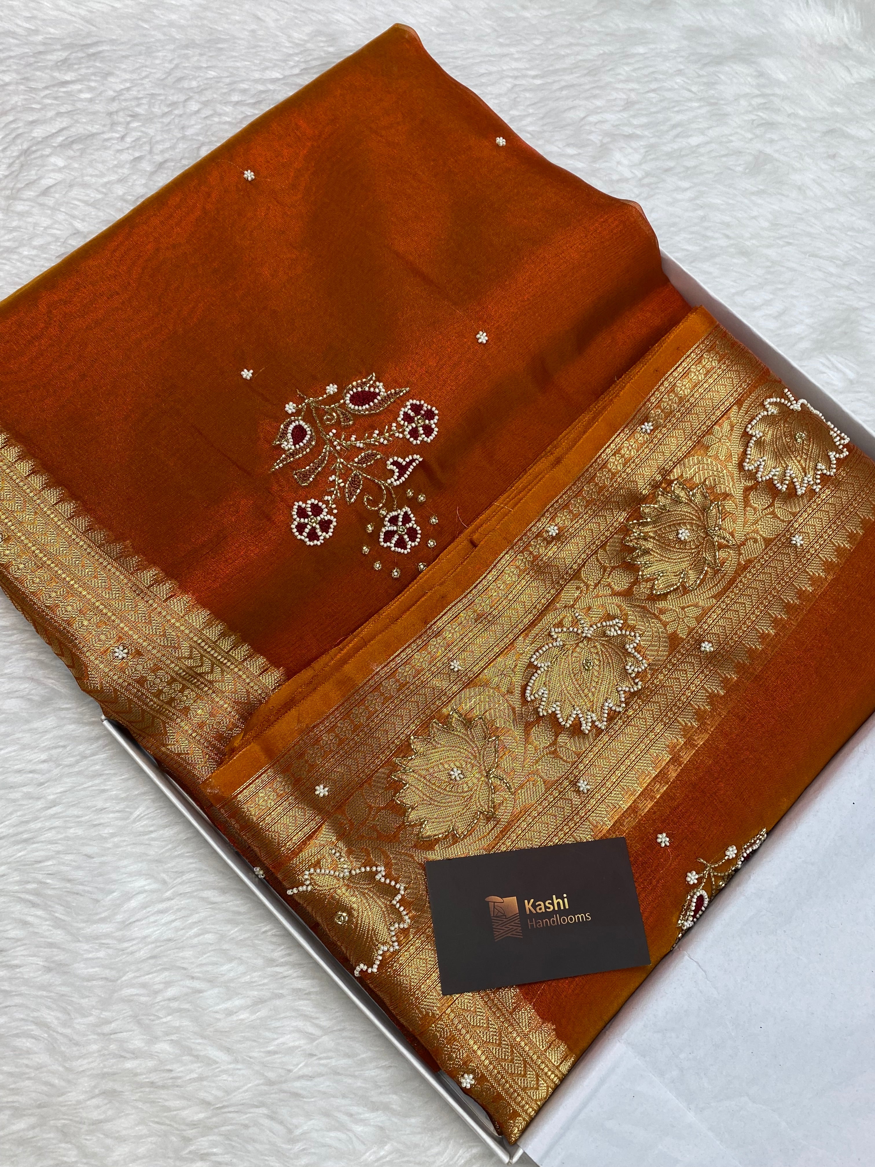 Tissue silk Banarasi saree with handwork