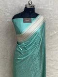 Sea green mashru silk tanchhui Banarasi saree
