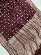Wine Mashru Silk Banarasi Saree