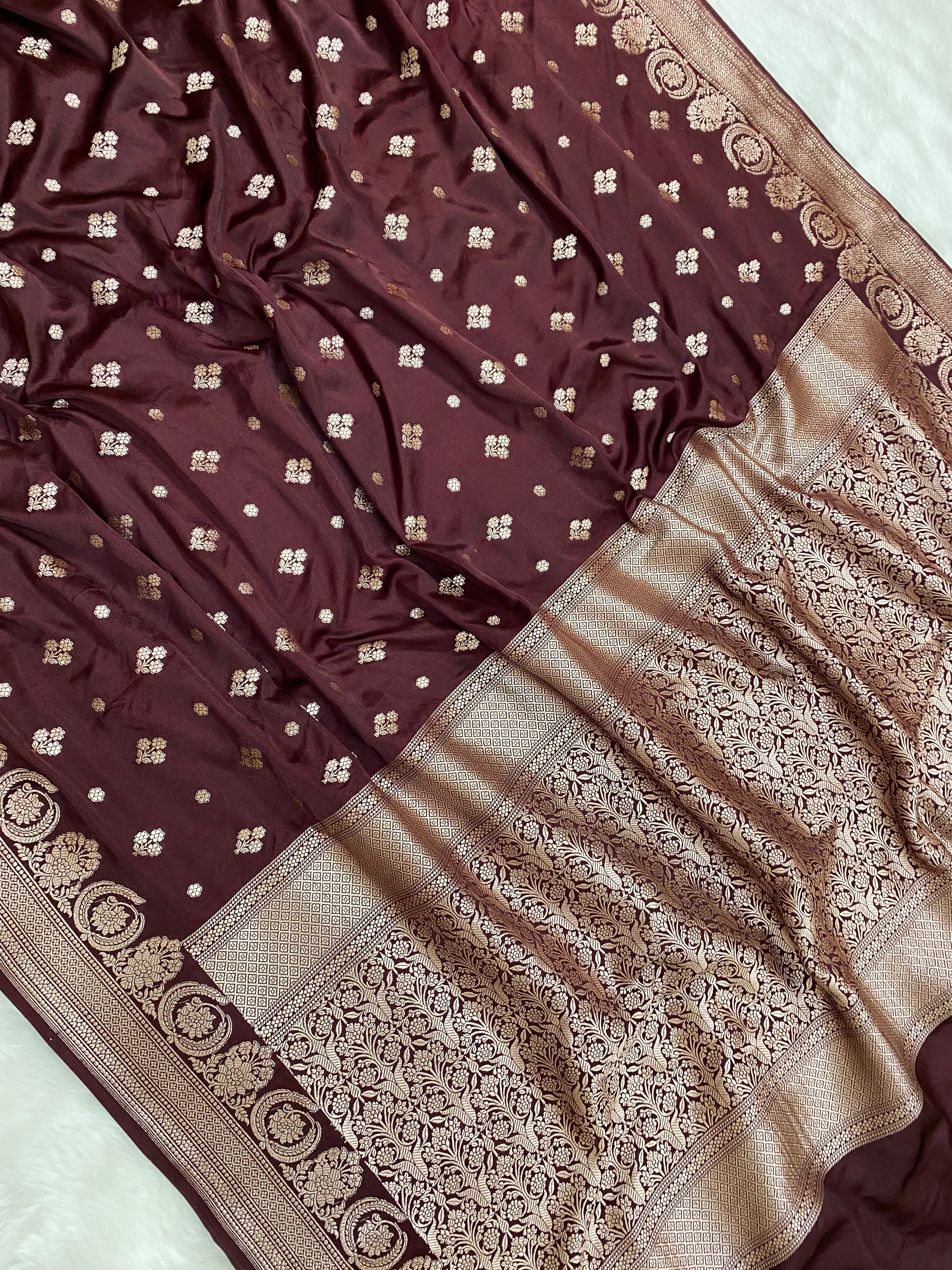Wine Mashru Silk Banarasi Saree