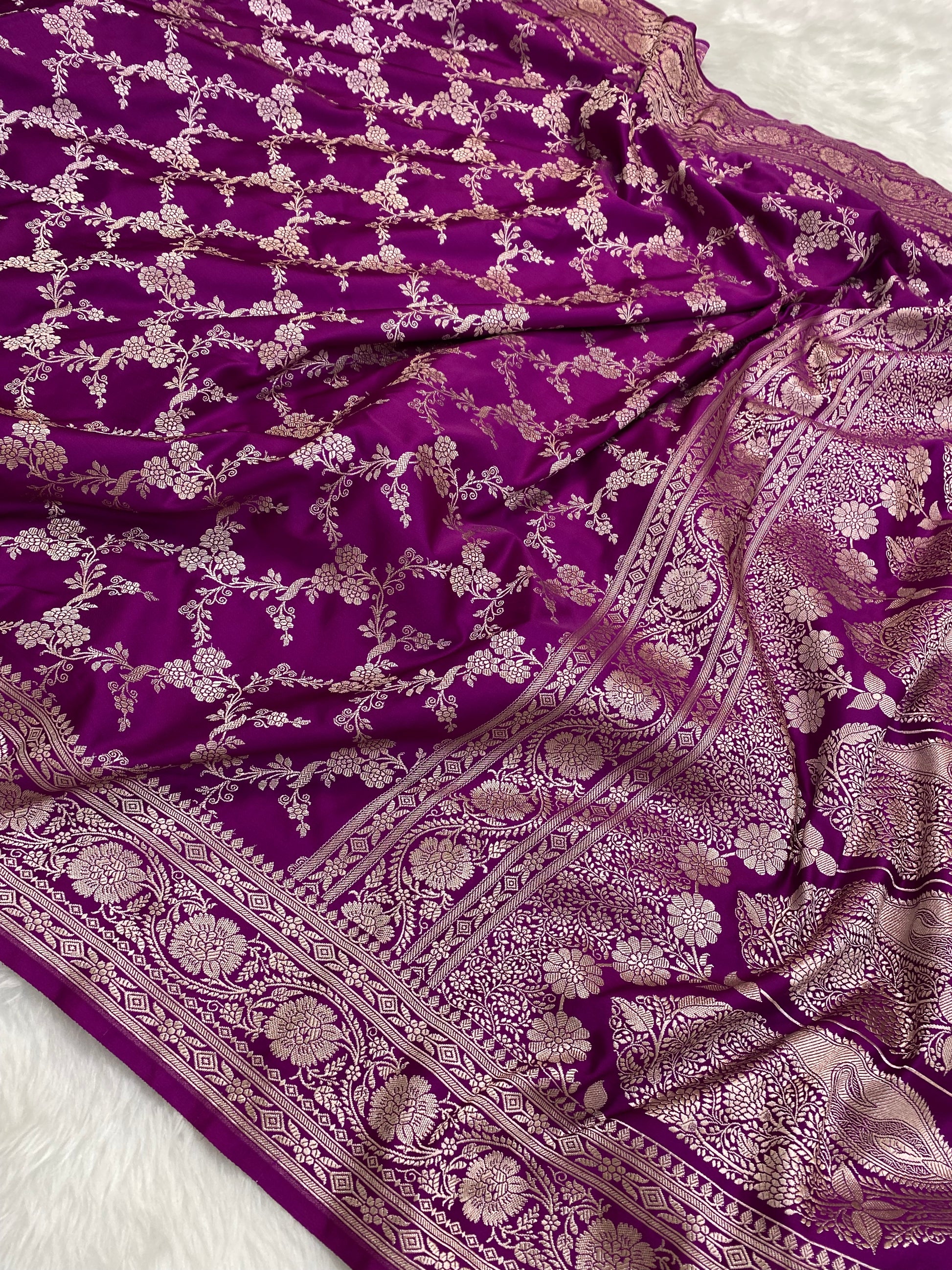 Magenta Mashru Silk Banarasi Saree