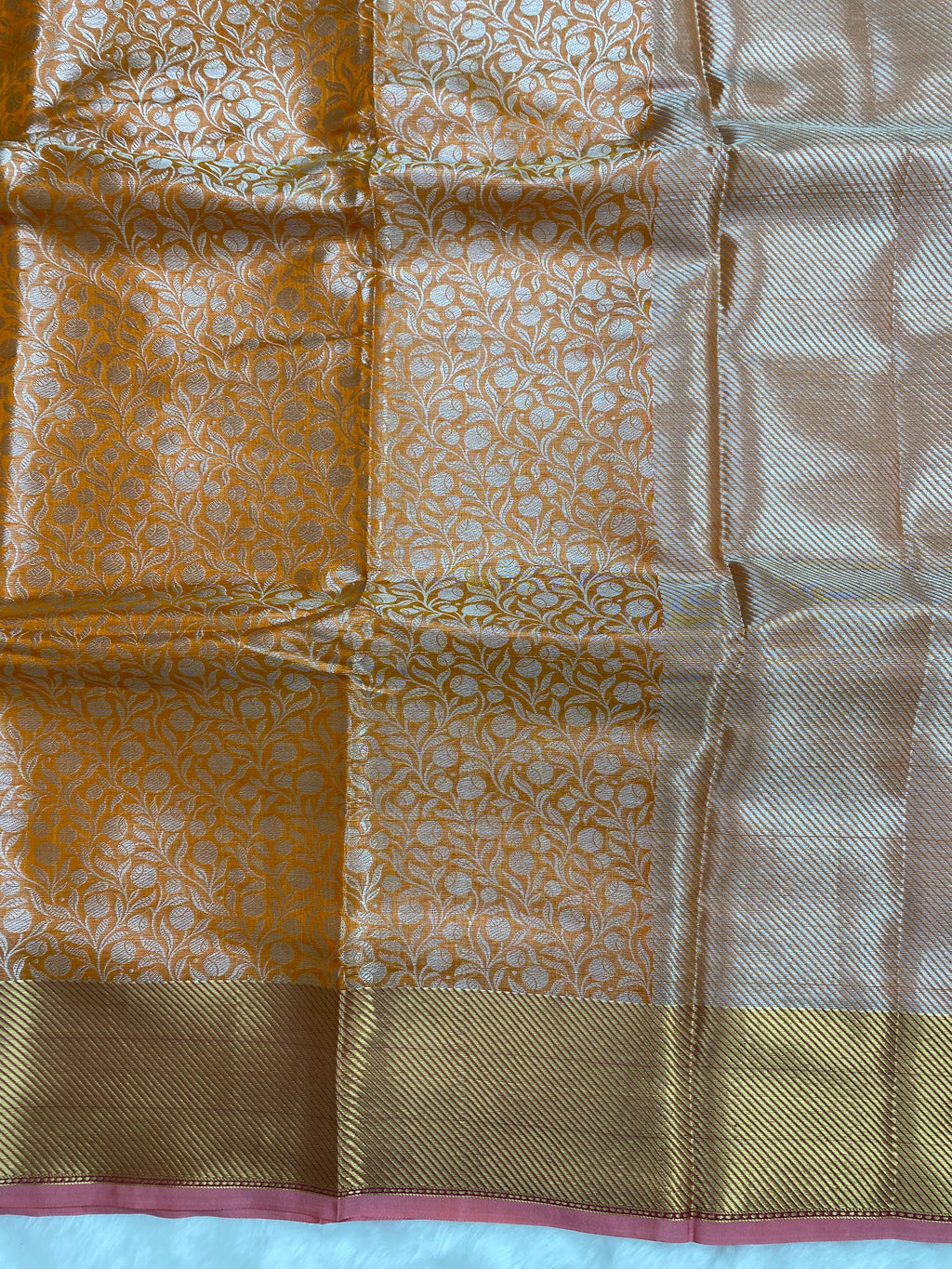 Peach Tissue Silk Banarasi Saree