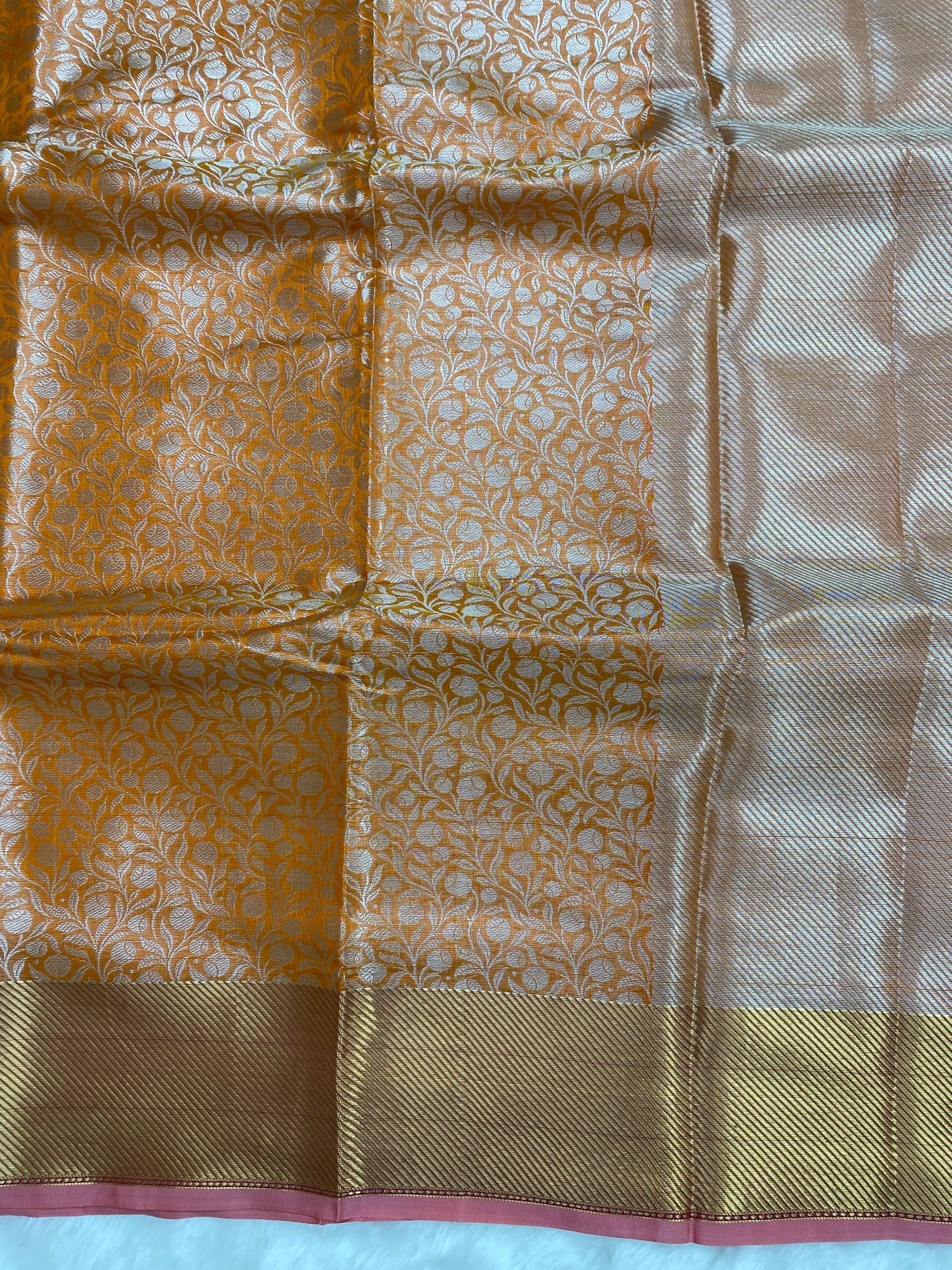 Peach Tissue Silk Banarasi Saree