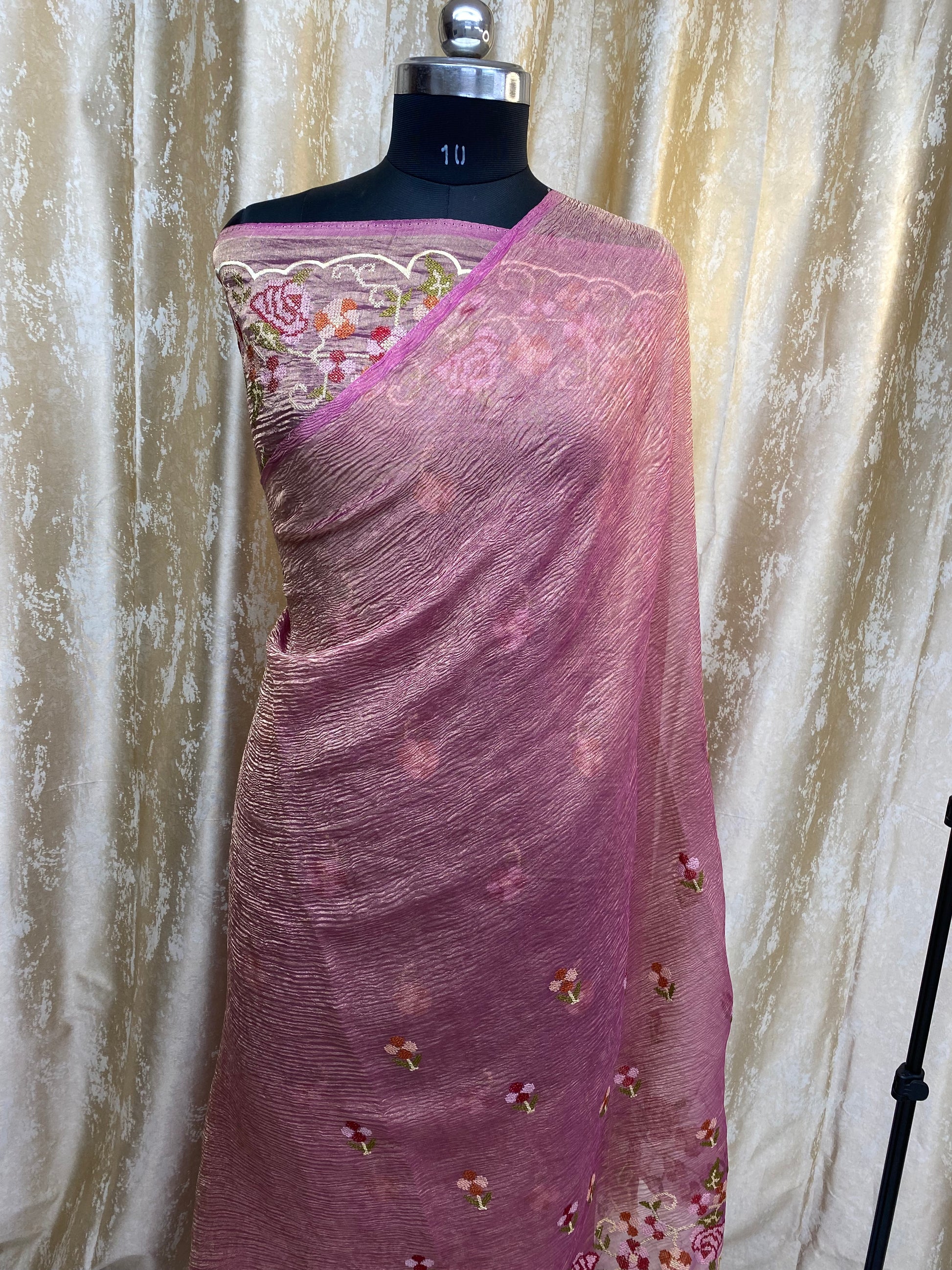 Pure Tissue Silk with hand cutwork Embroidery Banarasi Saree