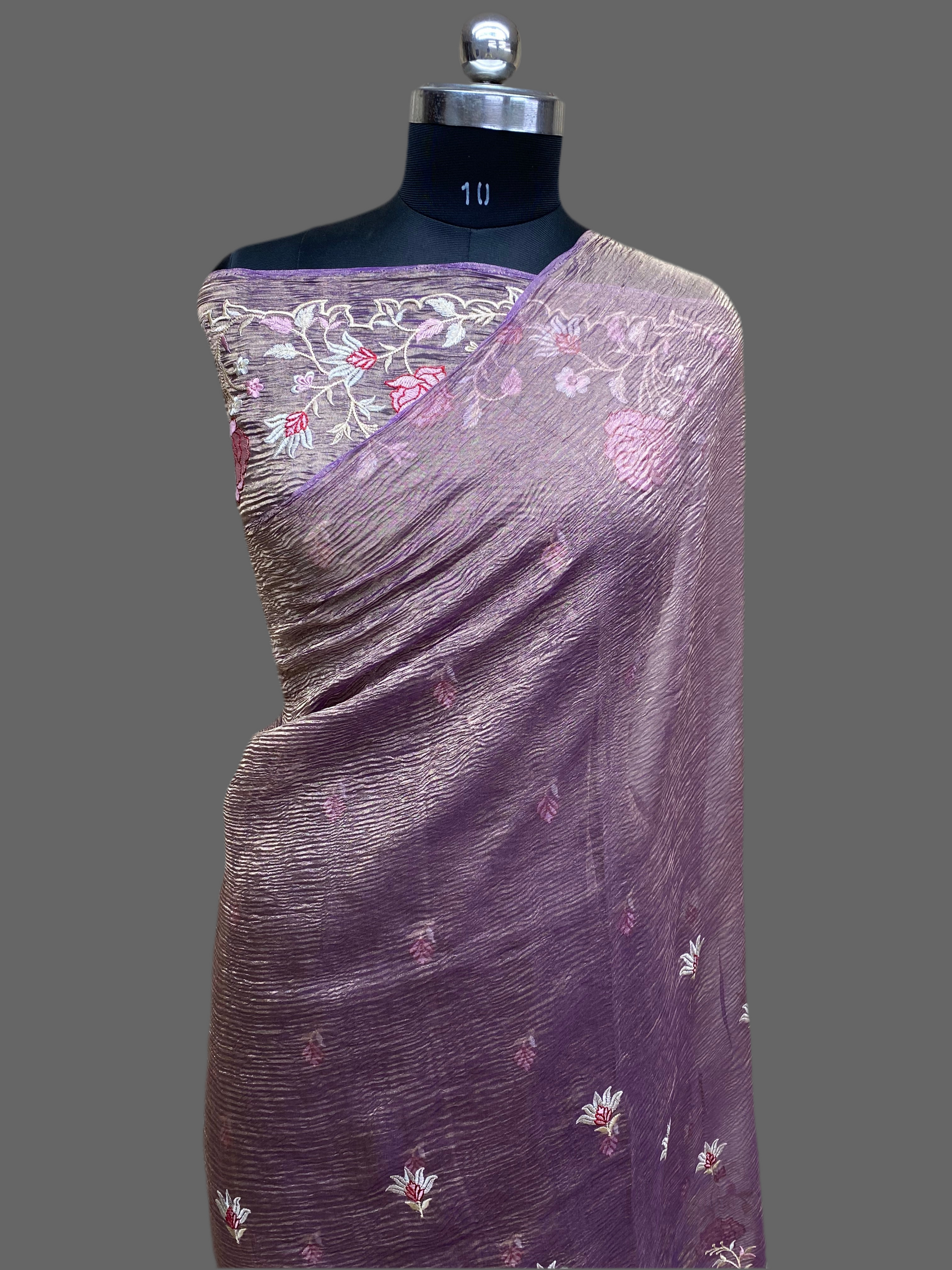 Pure Tissue Silk with hand cutwork Embroidery Banarasi Saree