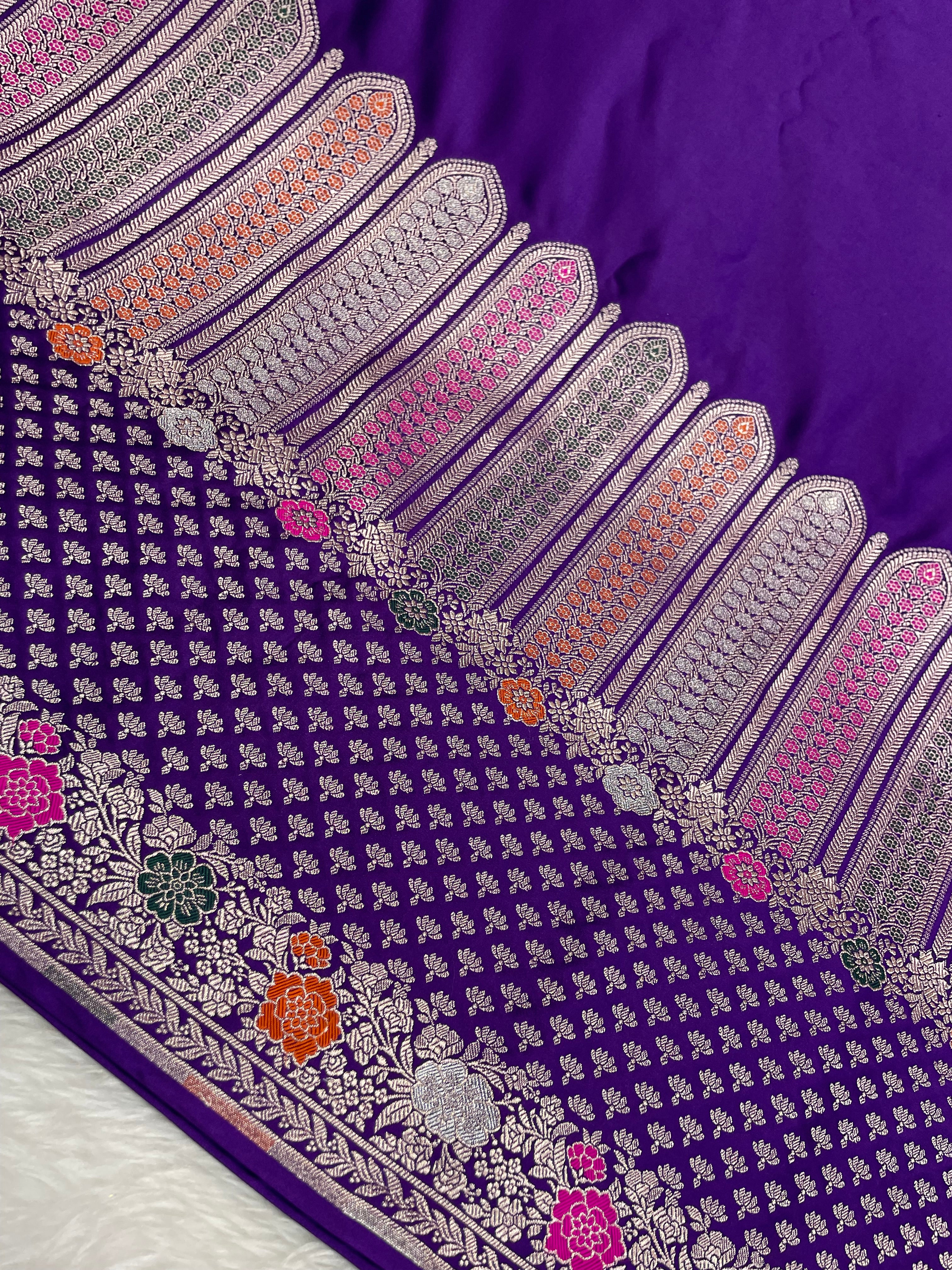Purple Mashru Silk Banarasi Saree