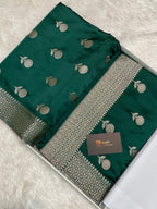 Bottle green mashru silk banarasi saree