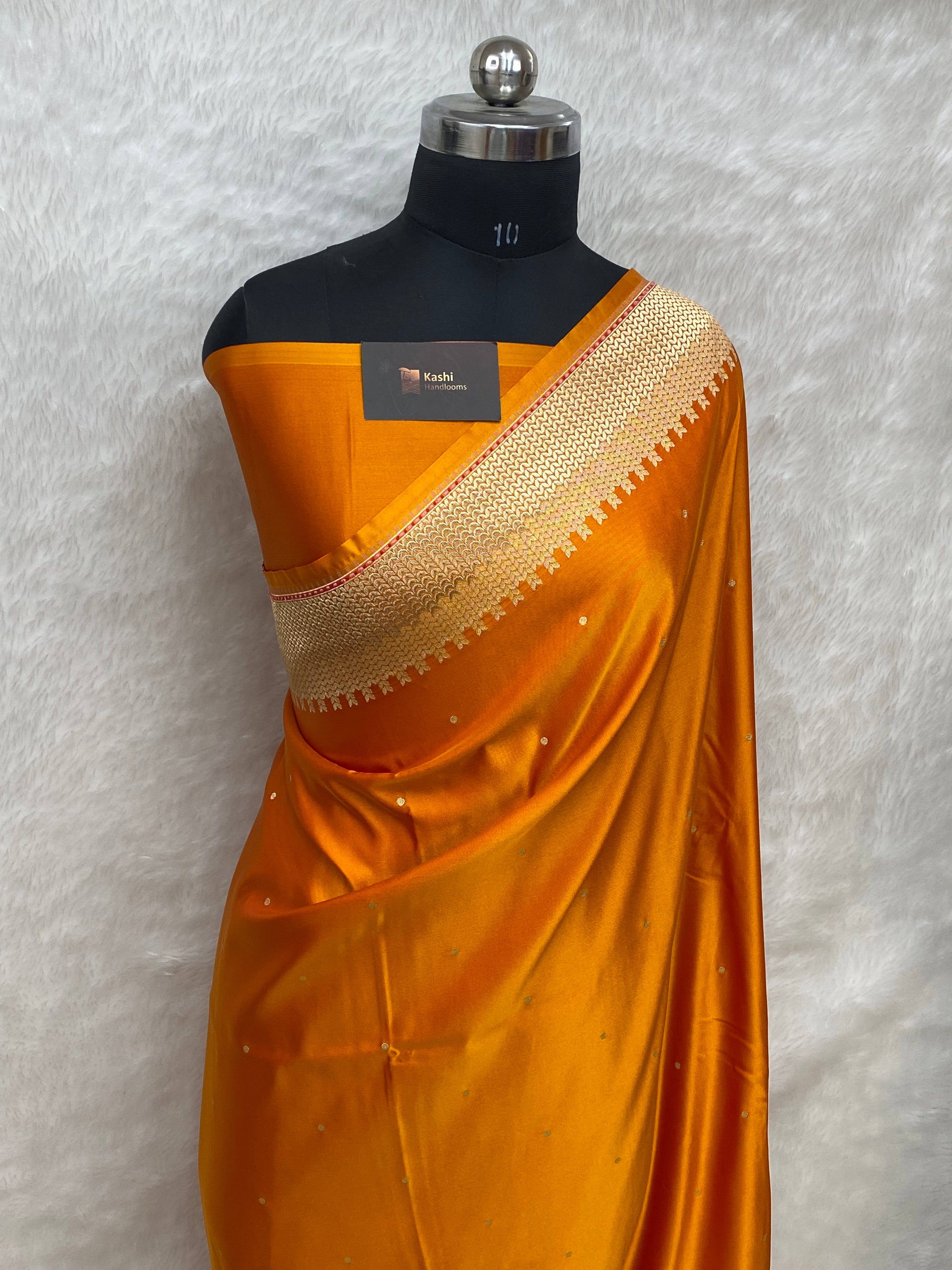Musturd colour mashru silk banarasi saree