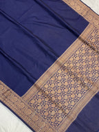 Navy Blue Georgette Saree with Antique Zari Border