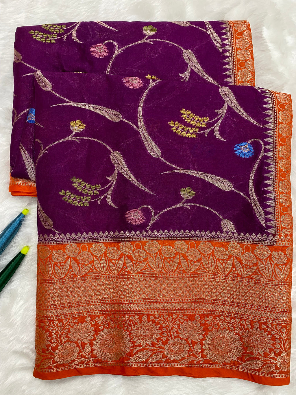 Magenta Katan Silk Banarasi Saree