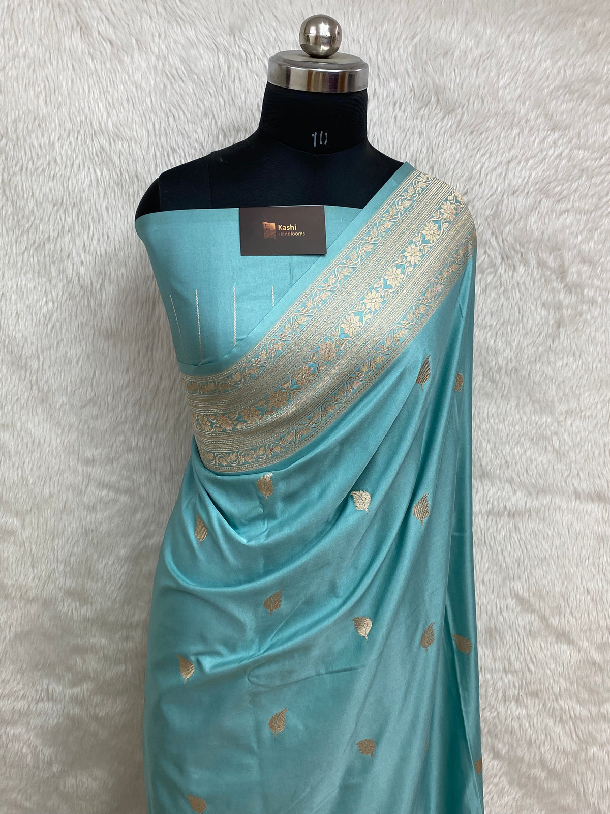 Firozi Mashru Silk Banarasi Saree