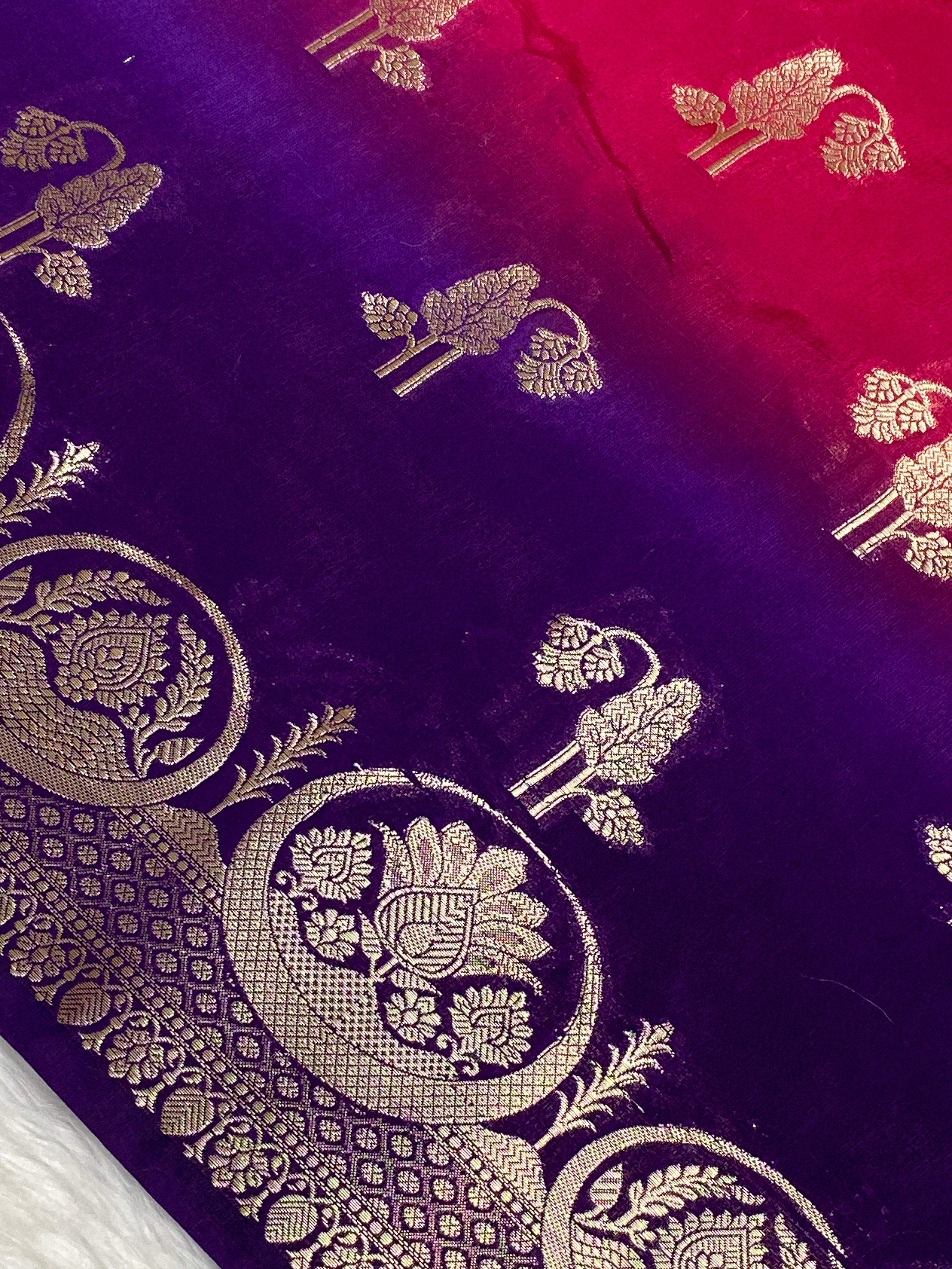 Semi Raw Mango 3D Banarasi Saree