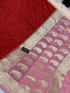 Red Semi Georgette Banarasi Saree