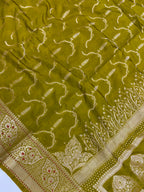 Mahendi semi Raw mango banarasi Saree