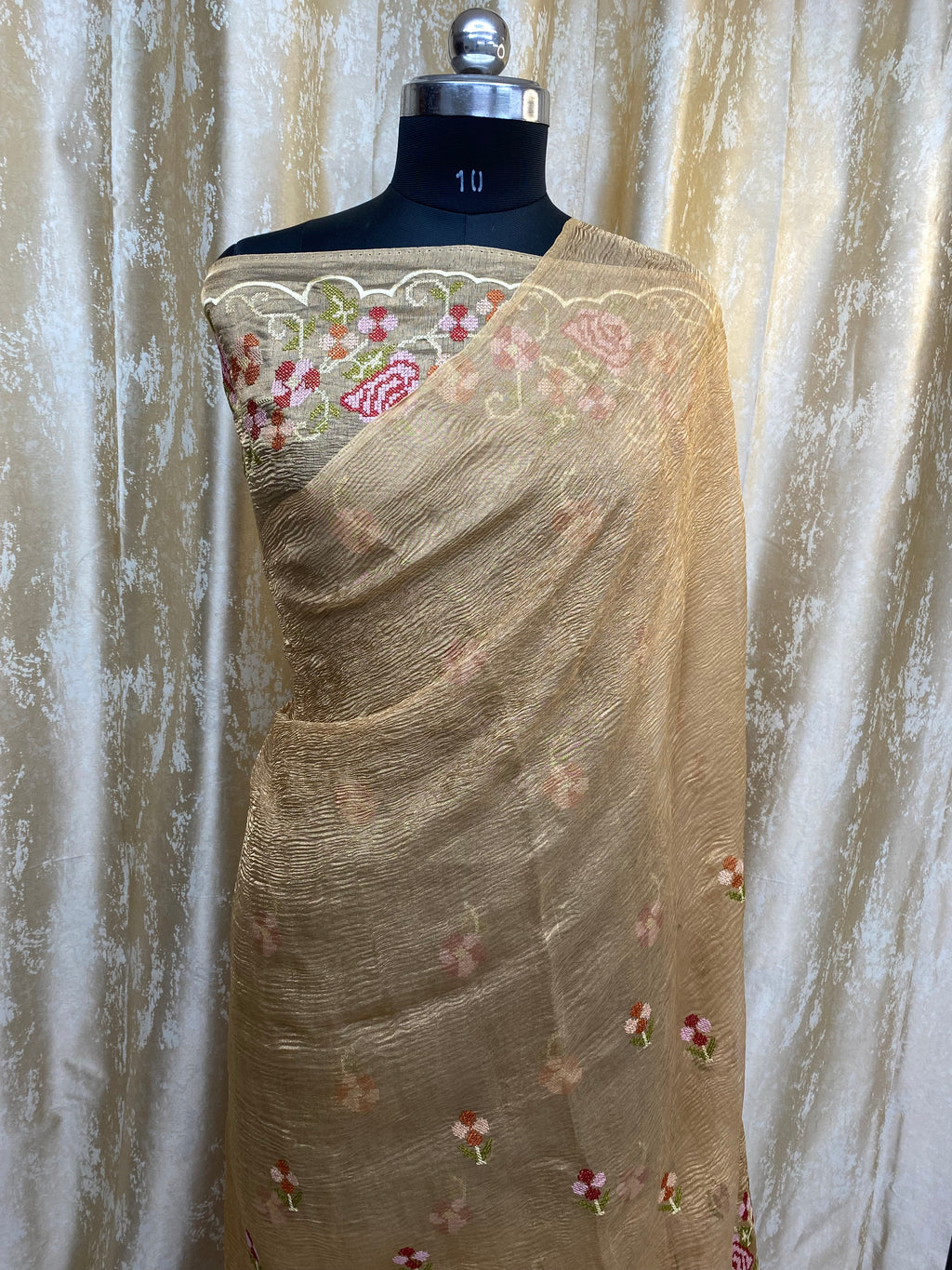 Pure Tissue Silk with hand cutwork Embroidery Banarasi Saree