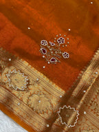 Tissue silk Banarasi saree with handwork
