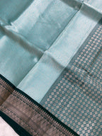 Aqua Blue Brocade Tissue Silk Banarasi Saree