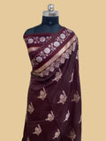 Wine semi Raw Mango Banarasi Saree