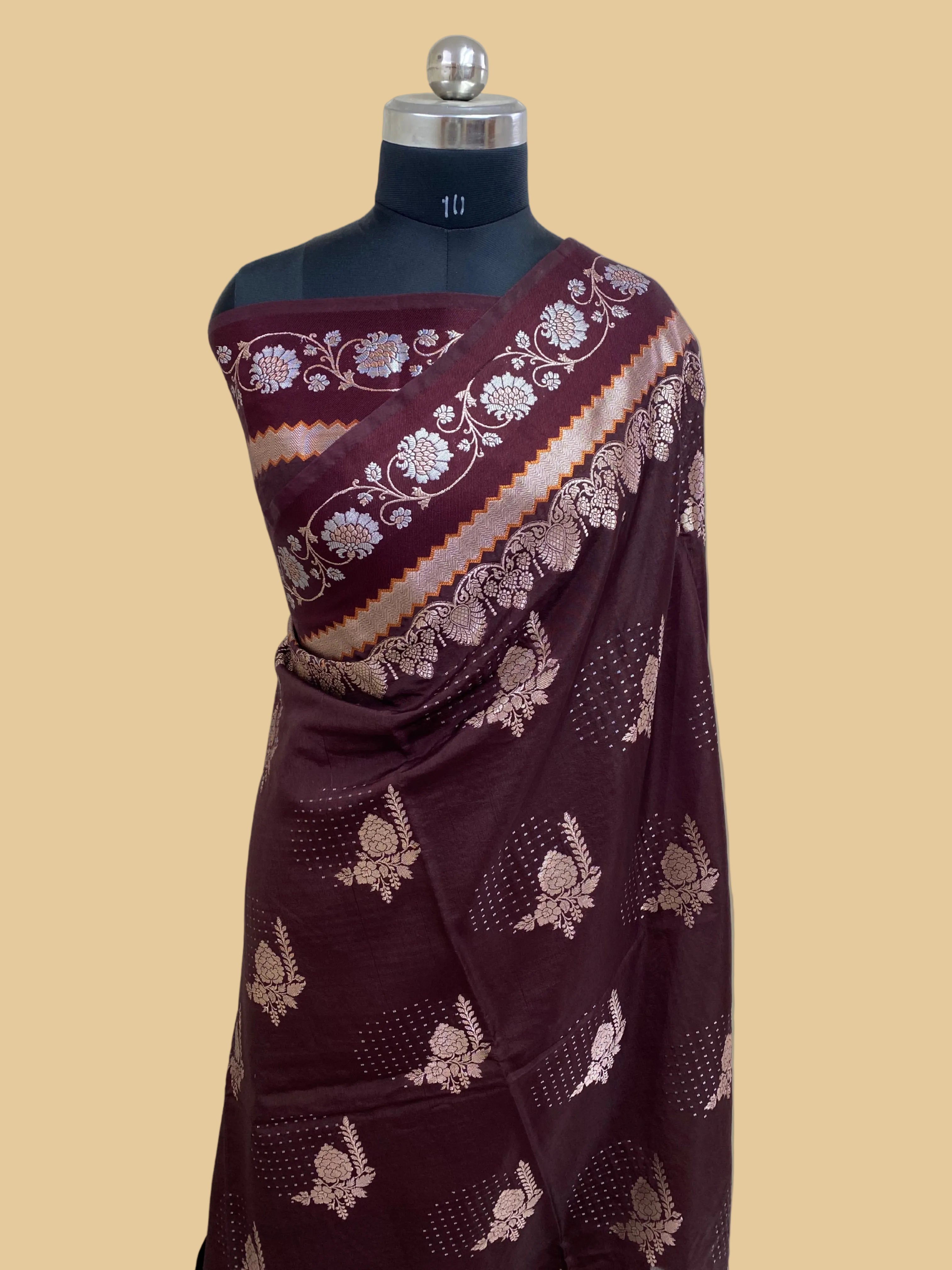 Wine Raw Mango Banarasi Saree