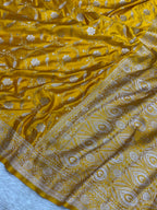 Mustard colour mashru silk banarasi saree