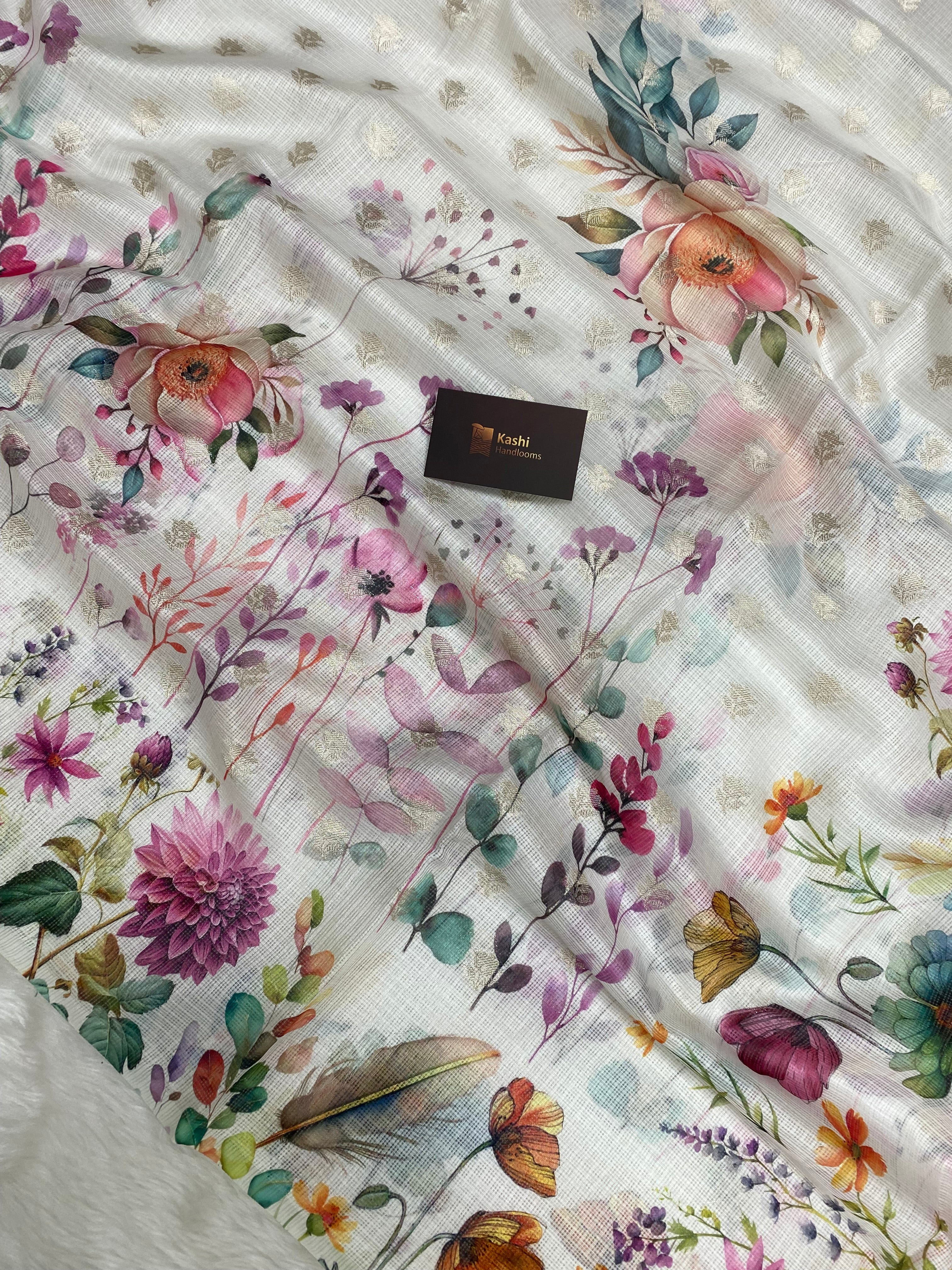 Semi silk digital print Banarasi saree